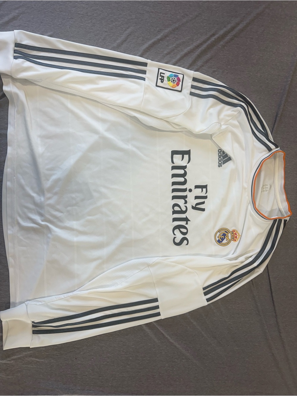 adidas Real Madrid White Home Jersey with Orange Trim - Picture 2 of 5